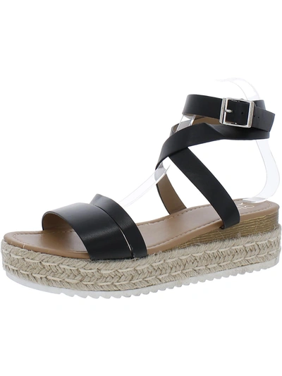 Shop Yoki Cardi Womens Faux Leather Strappy Platform Sandals In Black