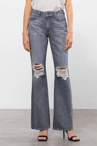 Hidden Happi Ultra High Rise Distressed Flare In Grey In Grey