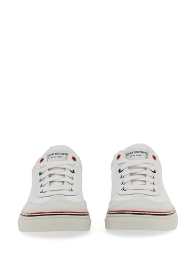 Shop Thom Browne Low-top Leather Sneaker In White