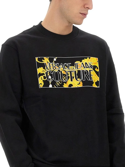 Shop Versace Jeans Couture Sweatshirt With Logo In Black