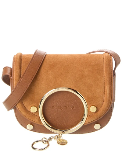 Shop See By Chloé Mara Small Leather & Suede Crossbody In Brown