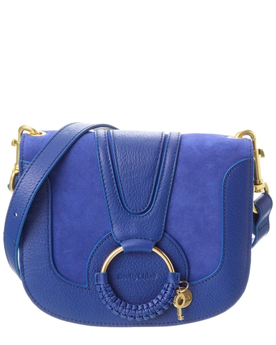 Shop See By Chloé Hana Small Leather & Suede Crossbody In Blue