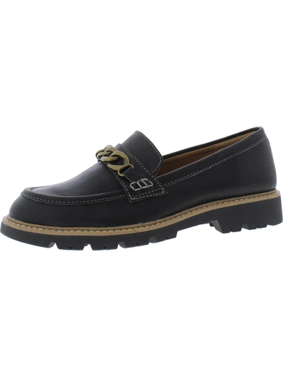 Shop Comfortiva Linz Womens Leather Chain Loafers In Black