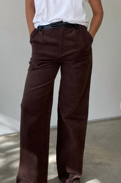 Shop Et Clet Corduroy Contrast Waistband Pants In Brown