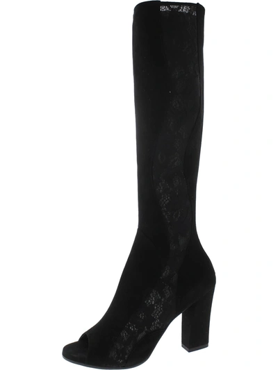 Shop Aska Hutton Womens Suede Lace Inset Knee-high Boots In Black