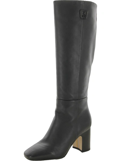 Shop Sam Edelman Faren Womens Leather Square Toe Knee-high Boots In Black