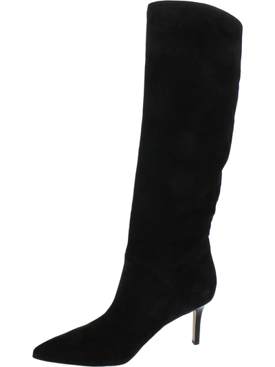 Shop Veronica Beard Lexington Womens Suede Kitten Heels Knee-high Boots In Black