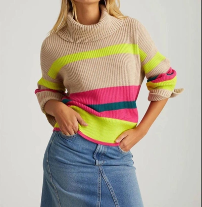 Shop 525 America Shaker Turtleneck Sweater In Cashew Heather Multi