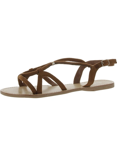 Shop Qupid Athena Womens Suede Strappy Slingback Sandals In Brown