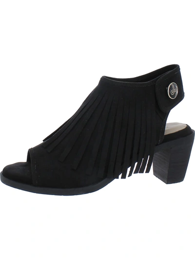 Shop Lindsay Phillips Ansley Womens Fringe Open Toe Ankle Boots In Black