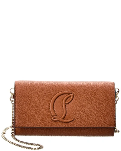 Shop Christian Louboutin By My Side Leather Wallet On Chain In Brown