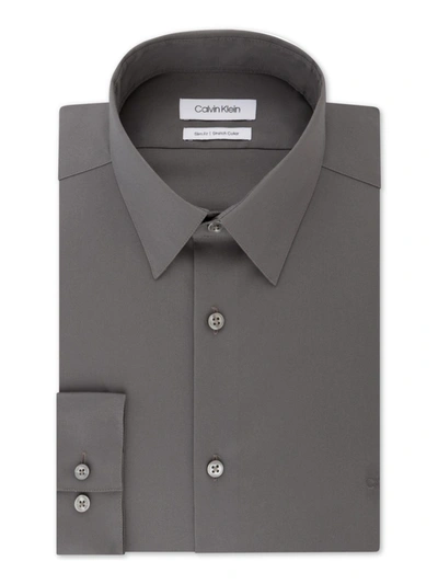 Shop Calvin Klein Mens Slim Fit Stretch Flex Dress Shirt In Grey