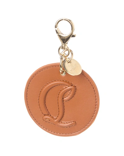 Shop Christian Louboutin Cl Logo Leather Bag Charm In Brown