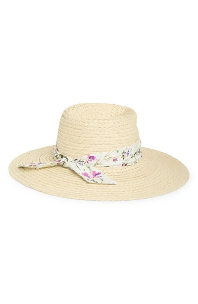 Shop Vince Camuto Lala Floral Ribbon Panama Hat In Natural/ White Floral