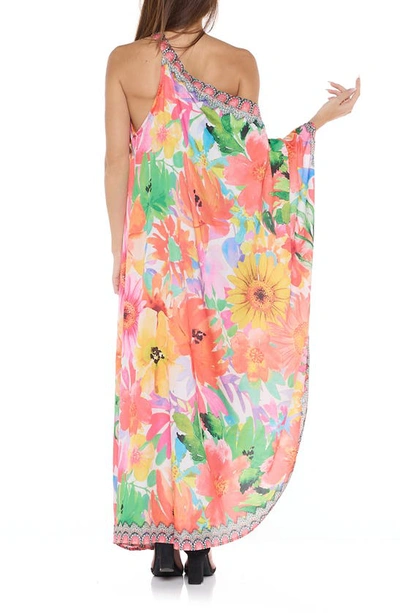 Ranee's Floral One-shoulder Cover-up Dress In Orange