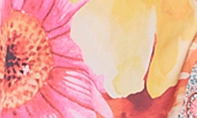 Ranee's Floral Long Sleeve Wrap Duster In Orange