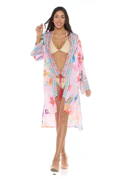 Shop Ranee's Floral Cover-up Duster In Pink