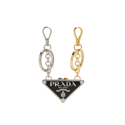Shop Prada Set Of Two Logo Keyrings