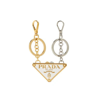 Shop Prada Set Of Two Logo Keyrings