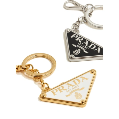 Shop Prada Set Of Two Logo Keyrings