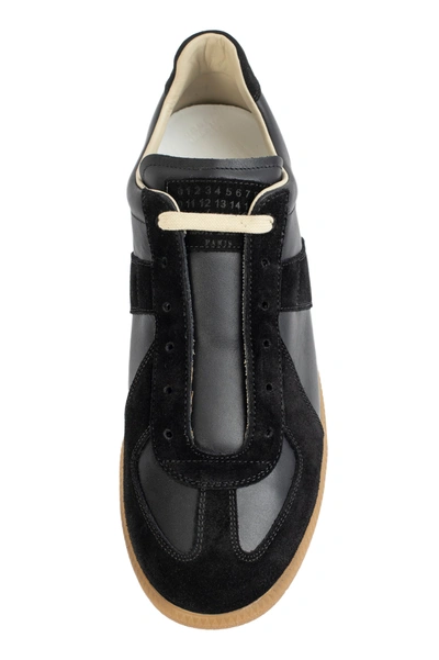 Shop Maison Margiela Black Leather Replica Sneakers