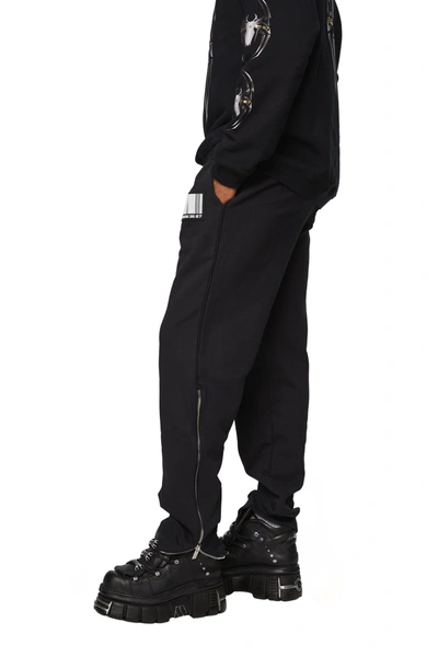 Shop Vtmnts Cotton Sweatpants With Rubber Patch In Black/white