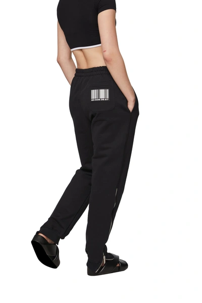 Shop Vtmnts Cotton Sweatpants With Rubber Patch In Black/white