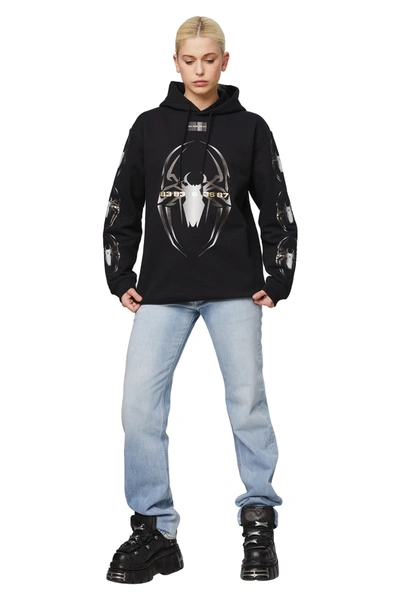 Shop Vtmnts Spider Cotton Hoodie In Black