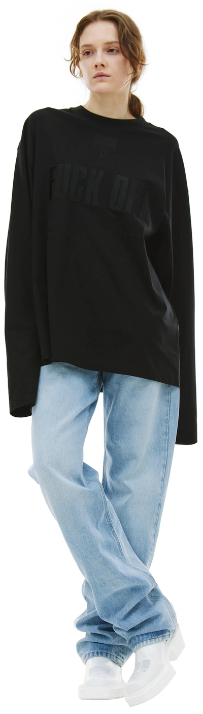 Shop Vtmnts Black Cotton Long Sleeve T-shirt