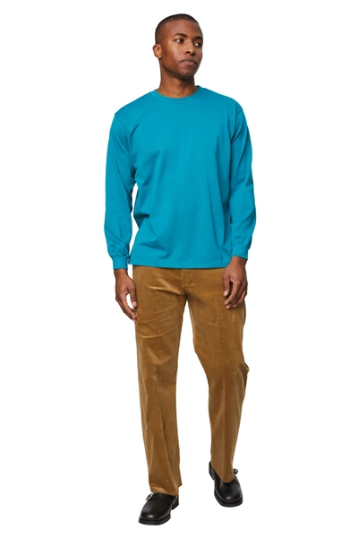 Shop Auralee Luster Plaiting L/s Tee In Teal Green