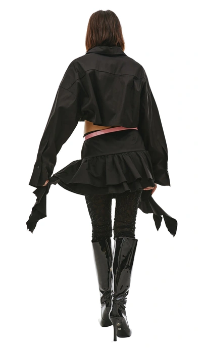 Shop Blumarine Cotton Mini Skirt With Ruffles In Black