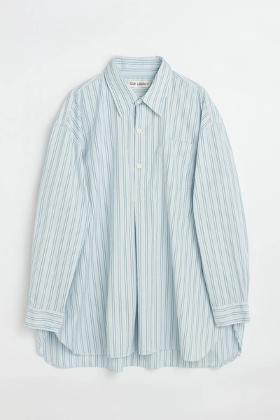 Shop Our Legacy Popover Shirt In Sonic Blue Stripe