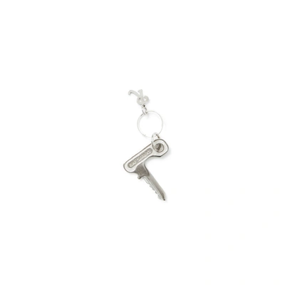 Shop Raf Simons Earring W/key Charm In Silver