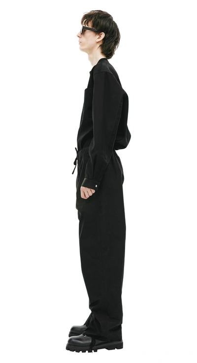 Shop Oamc Cove Japanese Cotton Wide Trousers In Black