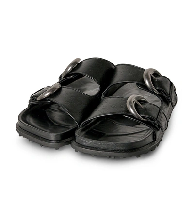 Shop Marine Serre Men's Leather Sandal In Black
