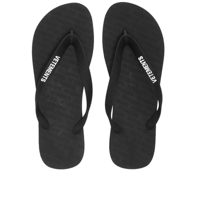 Shop Vetements Logo Flip Flops In Black