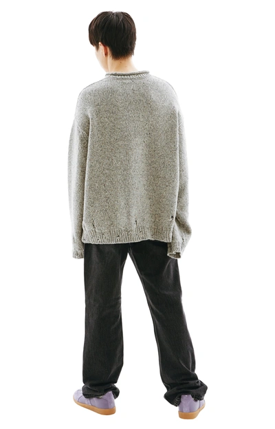 Shop Acne Studios Floral Wool Blend Sweater In Grey Melange