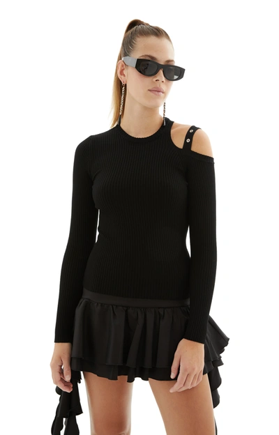 Shop Blumarine One Shoulder Sweater In Black