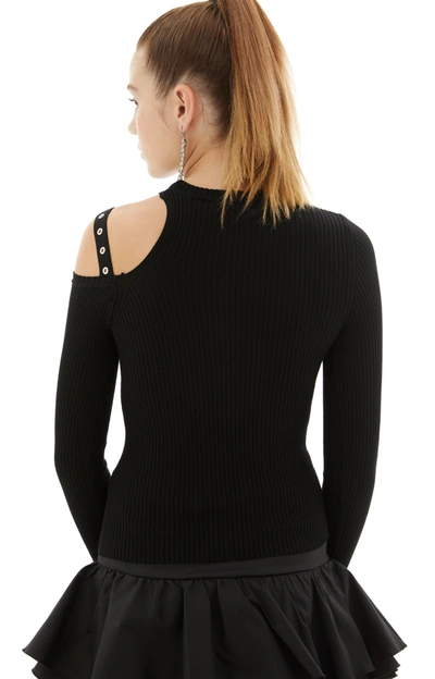 Shop Blumarine One Shoulder Sweater In Black