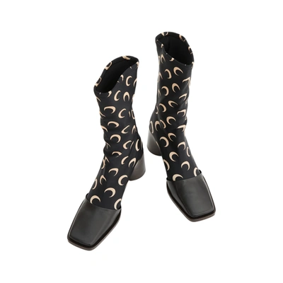 Shop Marine Serre All Over Moon Ankle Boots In Black