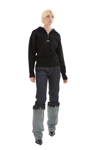 Coperni Half-zip Boxy Sweater In Black