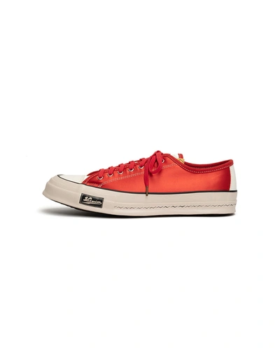 Shop Visvim Skagway Low Satin Red Sneakers