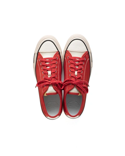 Shop Visvim Skagway Low Satin Red Sneakers