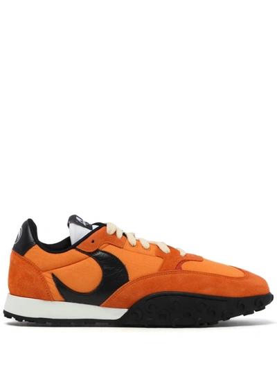 Shop Marine Serre Women's Regenerated Moire Low-top Sneakers In Orange