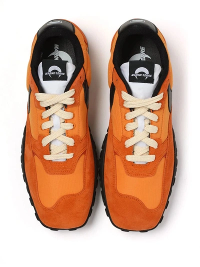 Marine Serre Moonwalk Moon-embellished Leather Trainers In Orange