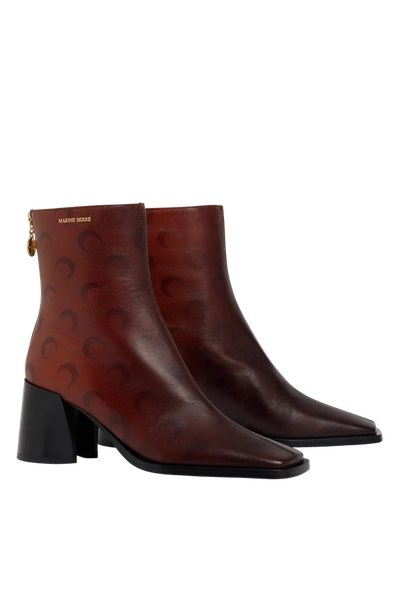 Marine Serre Airbrushed Crescent Moon-print Boots In Red