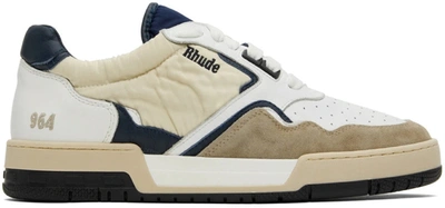 Shop Rhude Racing Sneakers In Navy/tan/white