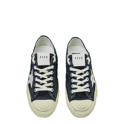 Shop Golden Goose V-star Canvas Sneakers In Navy/silver