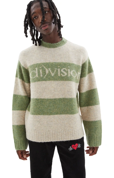 Shop (d)ivision Striped Logo Knit Sweater In Green/white