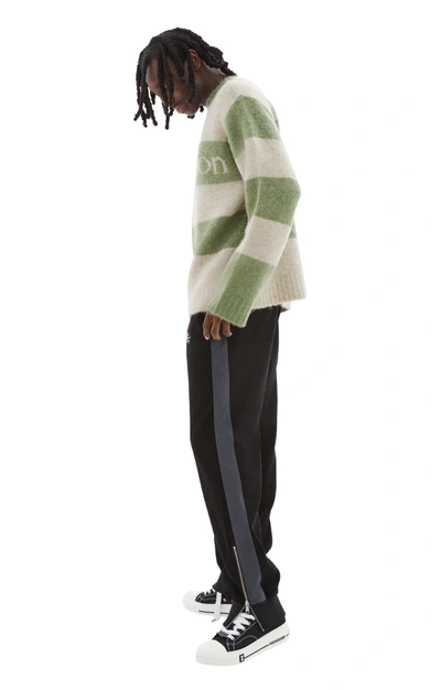 Shop (d)ivision Striped Logo Knit Sweater In Green/white
